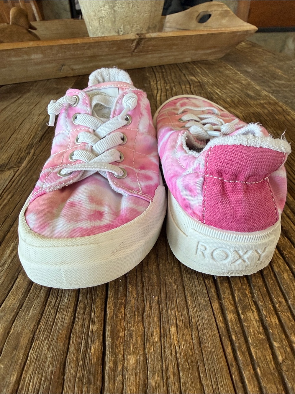 Roxy Kids Pink Tie-Dye Canvas Sneakers with White Soles - Picture 6 of 6